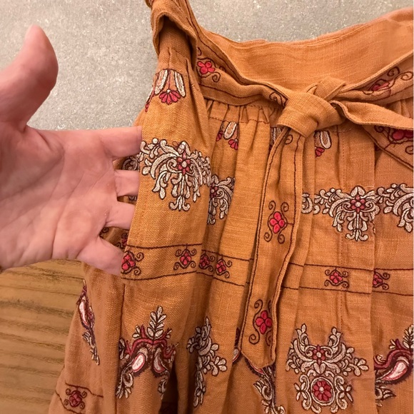 Anthropologie Meghan Embroidered Faux Wrap Mini Skirt Rust Orange Size 4 - Picture 8 of 16